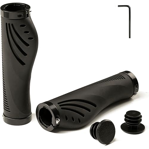 VEDMUND Superior Grip Bike Handlebar Grips for MTB/E-Bike/Hybrid/BMX Bike/Scooter/Beach Crusier/Folding Bike, Double Lock on Bicycle Handle Bar, Anti-Slip
