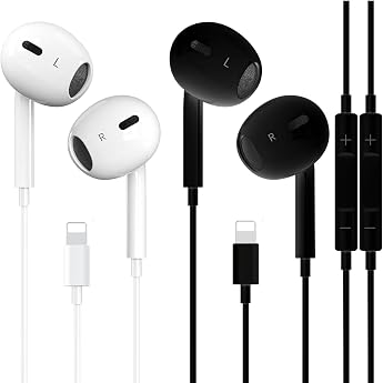 Lightning Headphones Headphones with Cable Lightning for Apple iPhone 14/14 Plus/13/12/11/8/7 X Pro Max [MFi Certified] In-Ear Earphones HiFi Audio Stereo