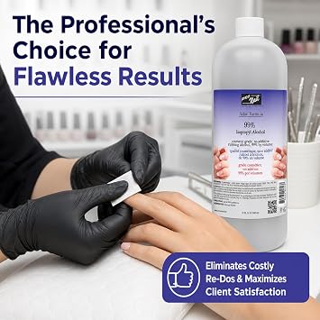 PRONAIL Nail Prep & Cleanser 99% Isopropyl Alcohol Nail Dehydrator & Gel Cleanser | Chip-Free Adhesion for Gel & Acrylic | Professional Salon & At-Home Use | Made in USA | 32 oz