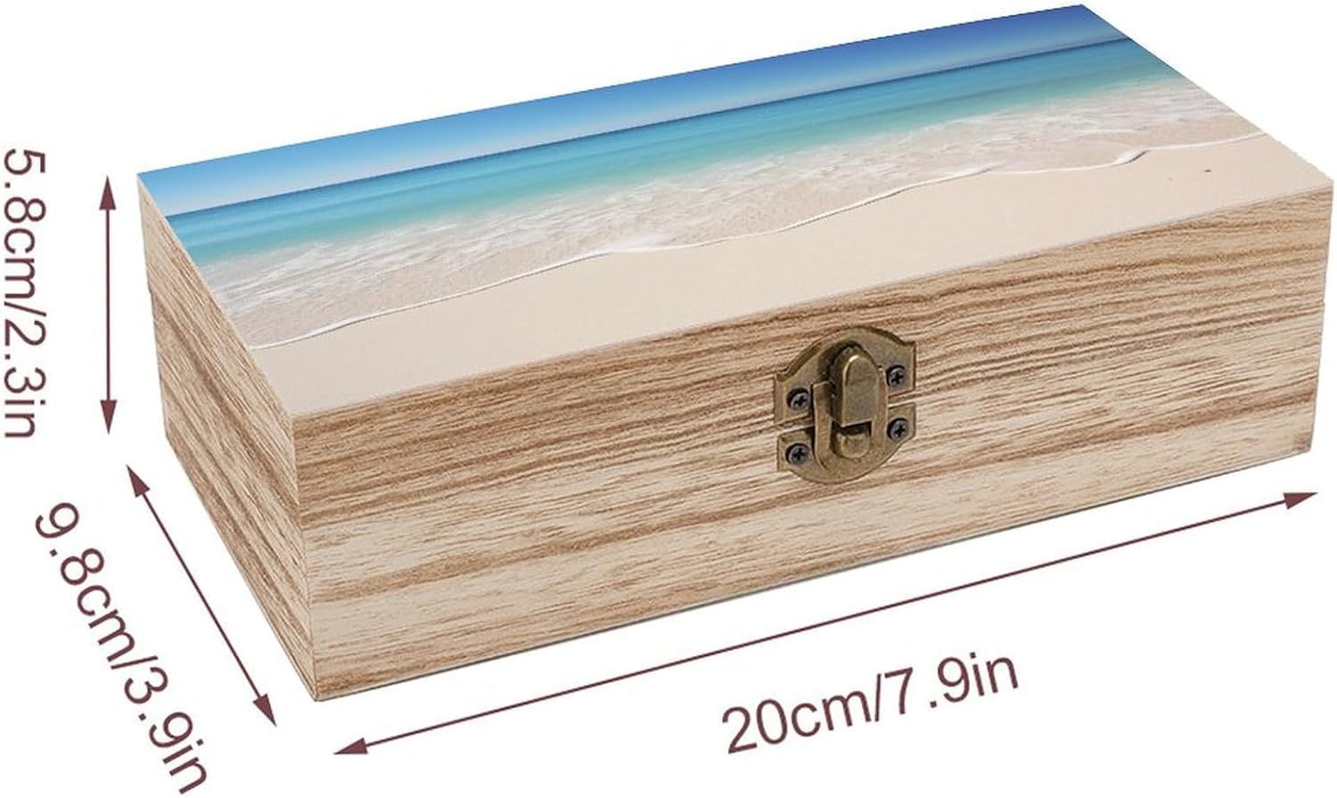 Beach Clear Sea Sand Wooden Storage Box 7.9" X 3.9" X 2.3" image 2