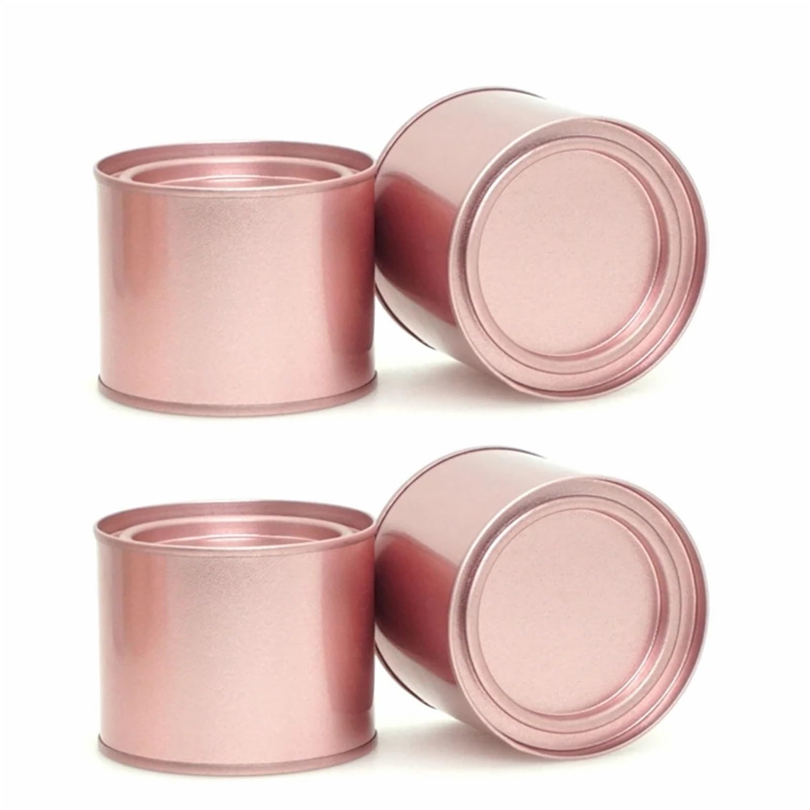 UBOHUZ 8Pcs 250ml Multipurpose Round Metal Containers Tea Can Storage Lid Jars For Cosmetic Organizer Gold Silver Black Candle for Tea, Coffee(Rose gold)