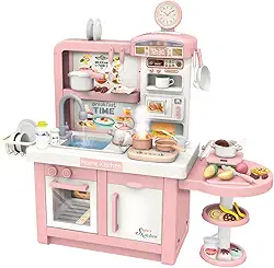 Replay Kids Cozinha Infantil Completa Forno e Fogão Grande Interativa Com Som, Luz, Fumaça e Torneira com Água Master Cook Rosa