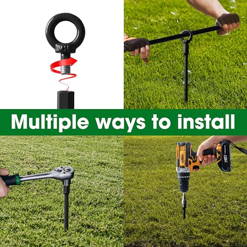 VASGOR Heavy Duty 16” Tree Stakes and Supports for Young Trees, Set of 3 Tree Stake Kit with 3 Straps for Staking and 39 Feet Rope, Can be Used with Drill (Adapter Included) - Thumbnail 4