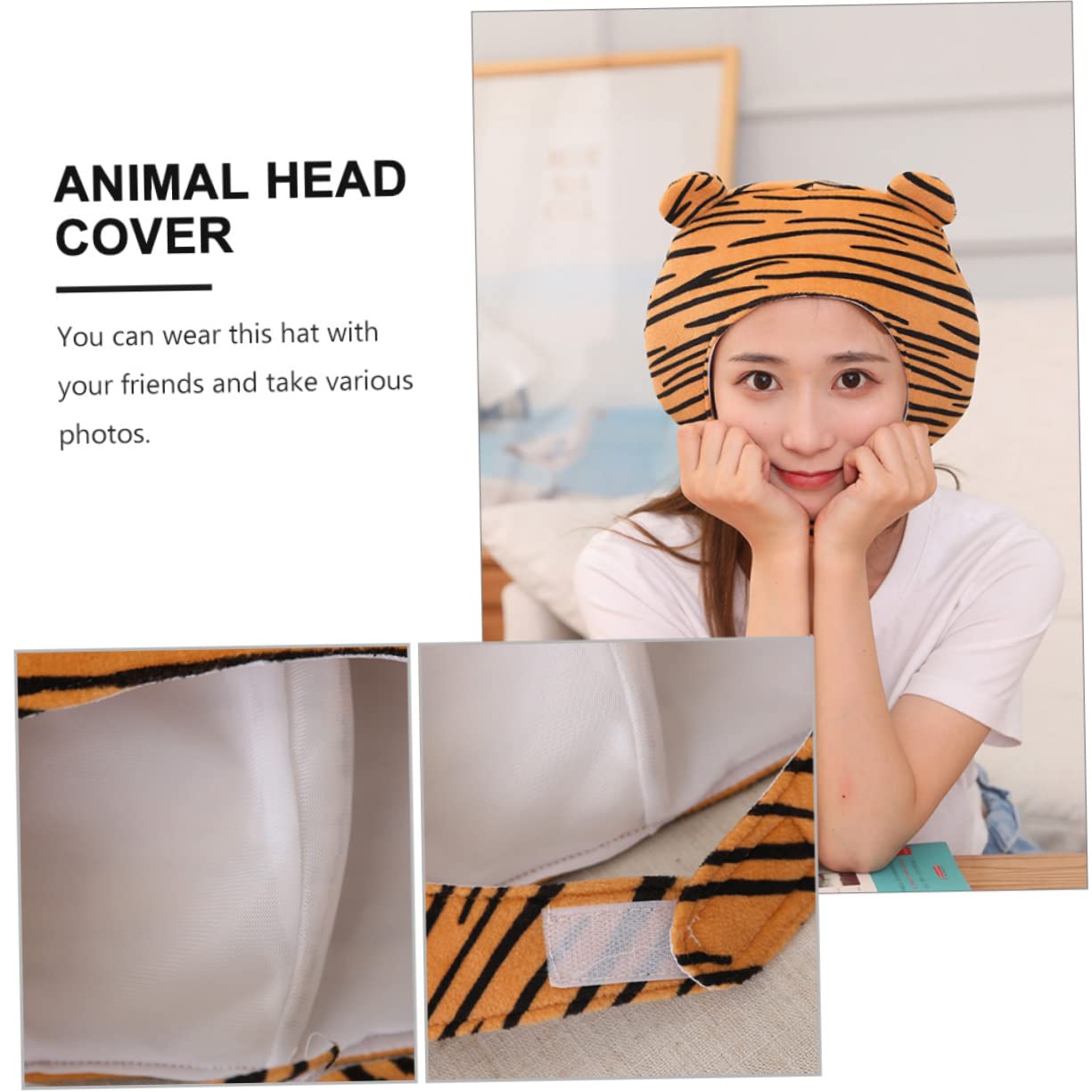 TOPBATHY 4piezas Sombrero De Peluche De Tigre Divertido Para Fiestas Accesorio De Disfraz Para Carnaval y Cosplay Diseño De Animal Material Suave y Cómodo