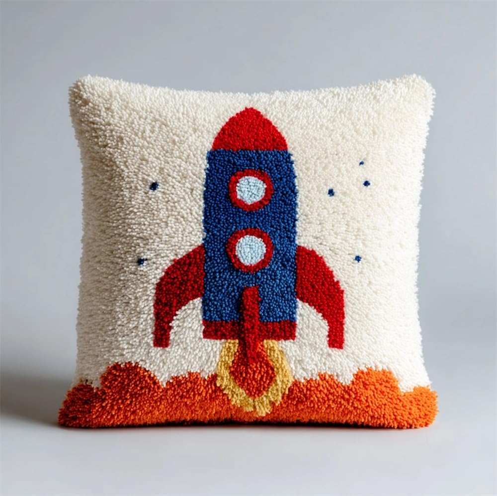 kitphoenix DIY Latch Hook Kit Cartoon Rocket