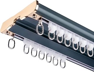 Cortina de techo doble de aluminio de 1 m a 10 m, color blanco, 130 cm para divisor de sala de estar y ducha, opción de color carbón disponible