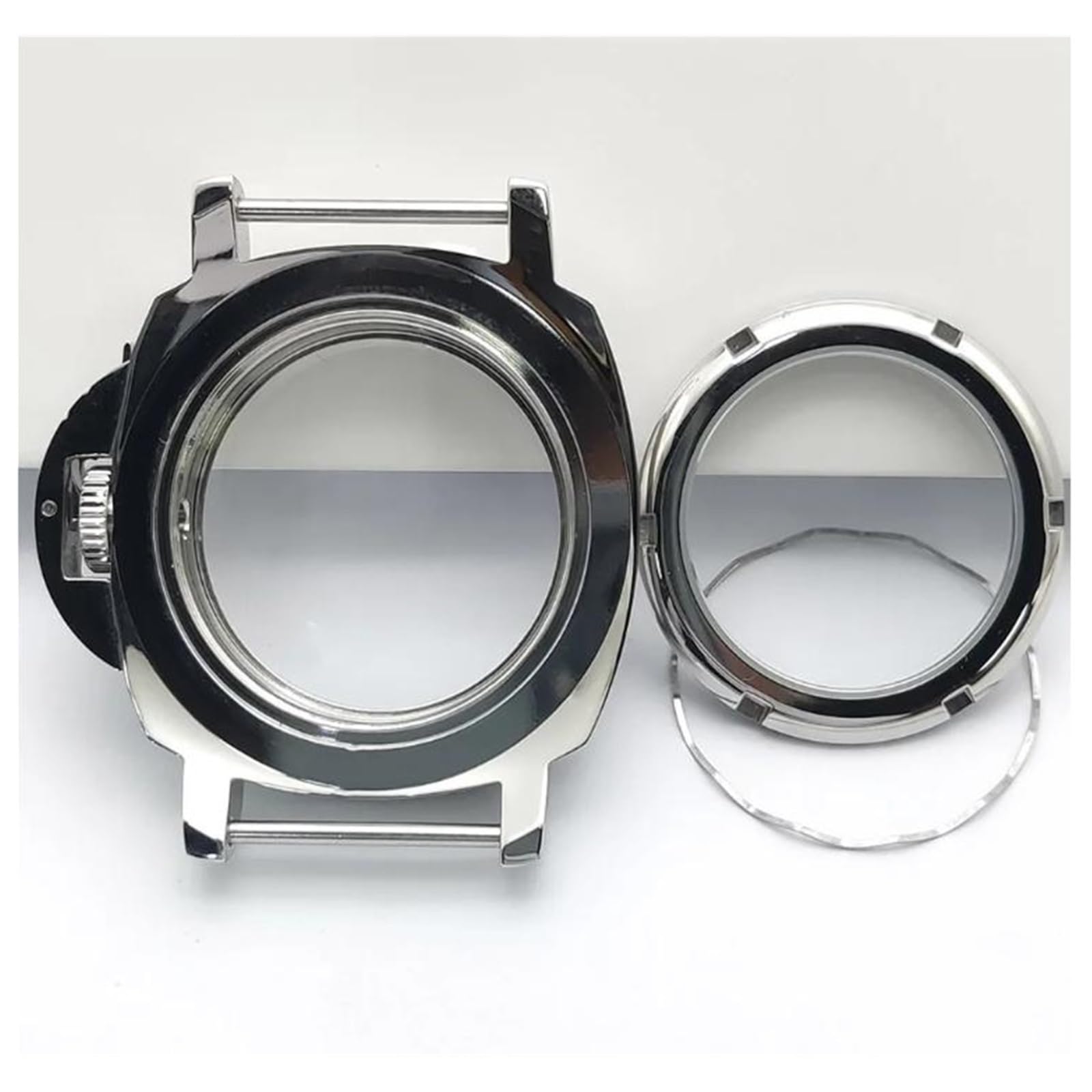 Caja de reloj plateada de 40 mm, cristal de zafiro de 28,5 mm, esfera de 5 ATM, adecuada con asa, compatible con NH35 NH36 4R36