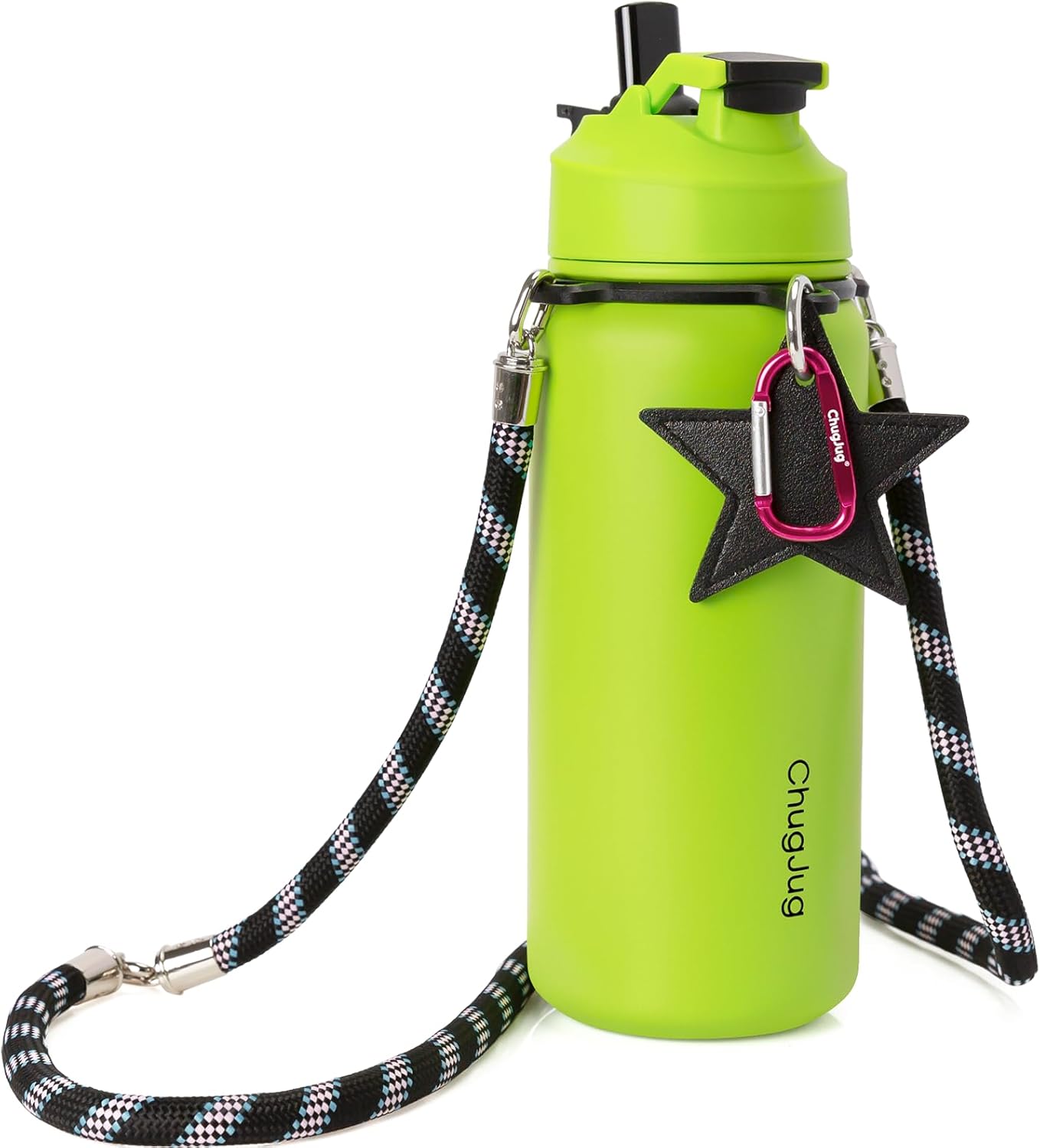 Insulated Water Bottle 32 oz with Strap, Leak-Proof Stainless Steel Water Bottle with Flip Straw & Spout Lid, BPA-Free, Reusable Cute Metal Water Bottles for Women & Girls, Keeps Drinks Cold