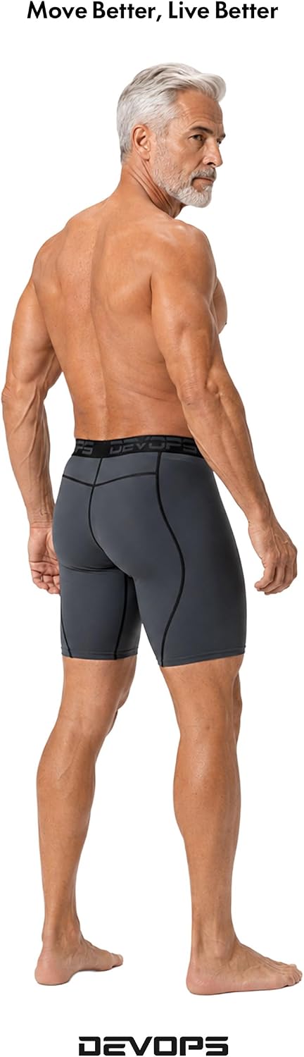 DEVOPS 3 or 5 Pack Men's Compression Shorts with Pocket/Non-Pocket | Ergonomic Compression Support, 4-Way Stretch Materials, Advanced Moisture Wicking
