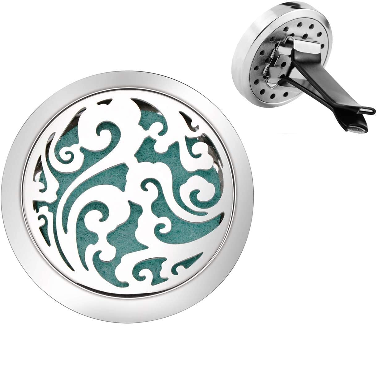 Aromatherapy Car Diffuser Stainless Steel Vent Clip Essential Oil Diffuser with 5 Refill Pad for Car Air Freshener (Cloud)