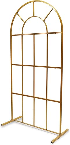 Arcos de boda de metal dorado de 3.3 x 6.5 pies de ancho x 6.5 pies de alto para ceremonia, soporte de arco de hierro para arco de globos para