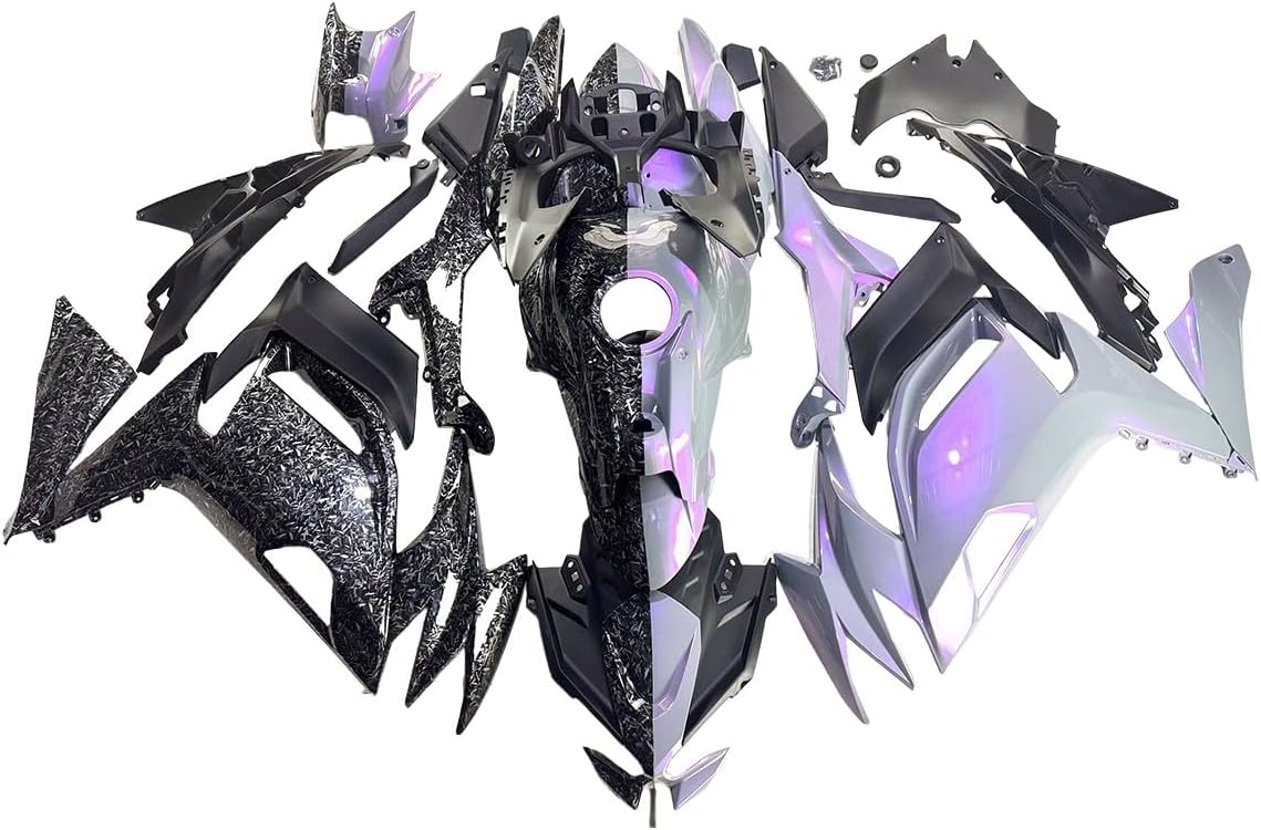 Motorcycle Carbon Fiber Effect Chameleom Gray Purple Fairing Kit Fit for Kawasaki Ninja 650 2020-2023 ER-6F Fairings ER6F 2020 2021 2022 2023 ABS Plastic Injection Bodywork Body Frame