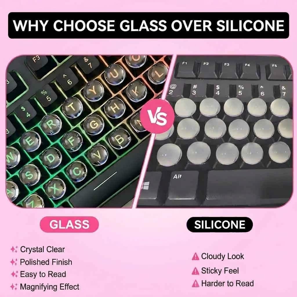 115pcs Raised Keyboard Sticker for Long Nails, Protect Nail Art, Clear Glass, Easy to Apply & Remove, No-Residue, Reusable, Keyboard Bubbles for Desktop Keyboards, External Keyboards