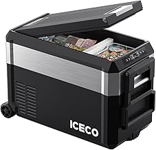 ICECO JP40ProD 車載冷蔵庫 40L -20℃～20℃ 急速冷凍 2室独立温度制御 ポータブル冷蔵庫 5年品質保証 アプリ制御 静音 3WAY電源対応 庫内灯付き DC12V/24V AC100V 家 車中泊 アウトドア キャンプ 防災避難 (ブラック, 40L)