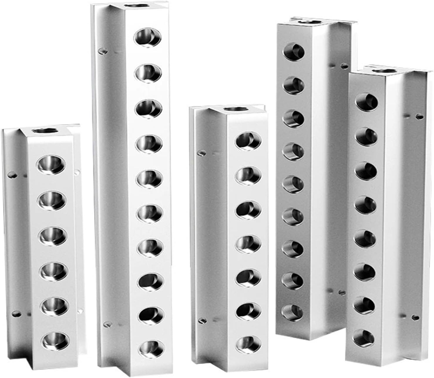 T-type Aluminum Air Hose Inline Air Manifold Block Splitter Standard/High Ventilation Pneumatic Air Compressor Manifold Fitting(5 Way 7 Port(H))