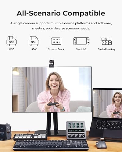 Miniatura 8 de OBSBOT Tiny 3 Lite - Cámara web 4K de audio espacial con IA - Cámara PTZ compacta de seguimiento de IA con sensor de 1/2 pulgada, Tri-Mic, control