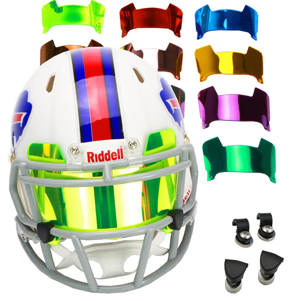 Mini visera de casco de fútbol transparente con clips, ajuste universal para coleccionistas y constructores (espejo verde tierno)