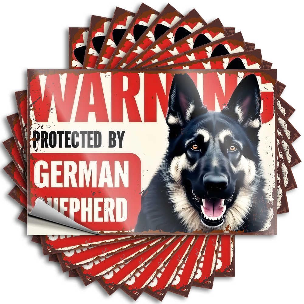 German Shepherd Protection Warning Sign Neutral Front Porch Decorations Outdoor - Decals Laptop Removable Vinyl Decal(6X9CM)