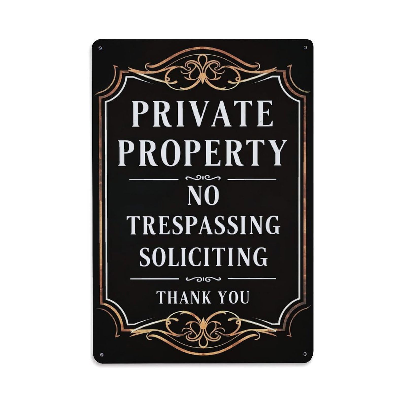 Jdyaojiesheng Vintage Private Property No Trespassing Soliciting Thank You Tin Sign Retro Metal Wall Decor Metal Poster, Home Bar Garage Farmhouse Cafe Wall Art Decoration 8X12inches