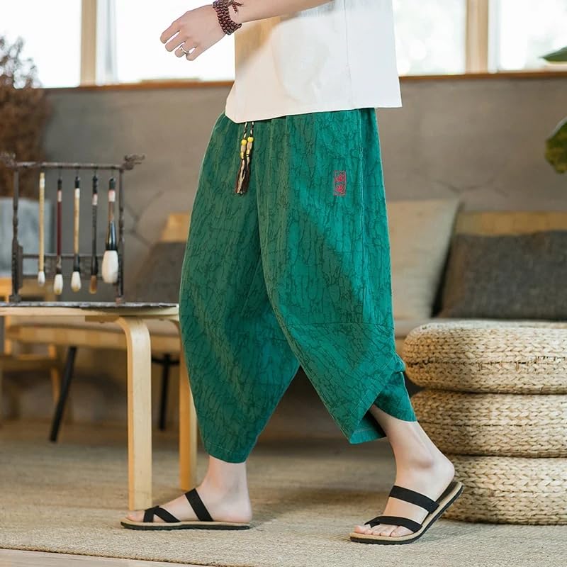 Japanese Kimono Traditional Shorts Men's Asian Clothin Pants Japanese Samurai Casual Loose Men's Linen Wide Leg Trousers2