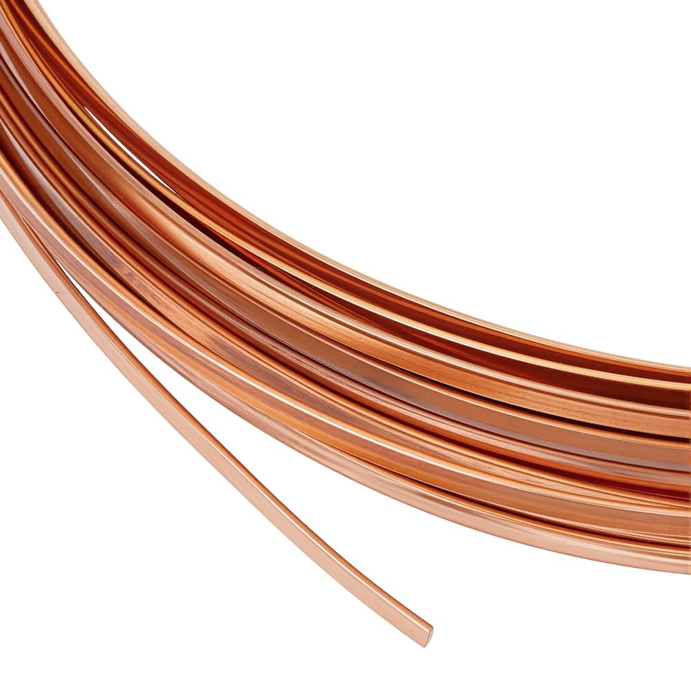 BENECREAT 6M/19.7FT 26 Gauge Flat Copper Wire, 1.5mm Wide Flat Craft Wire Tarnish Resistant Jewelry Wire for DIY Jewelry Craft Making