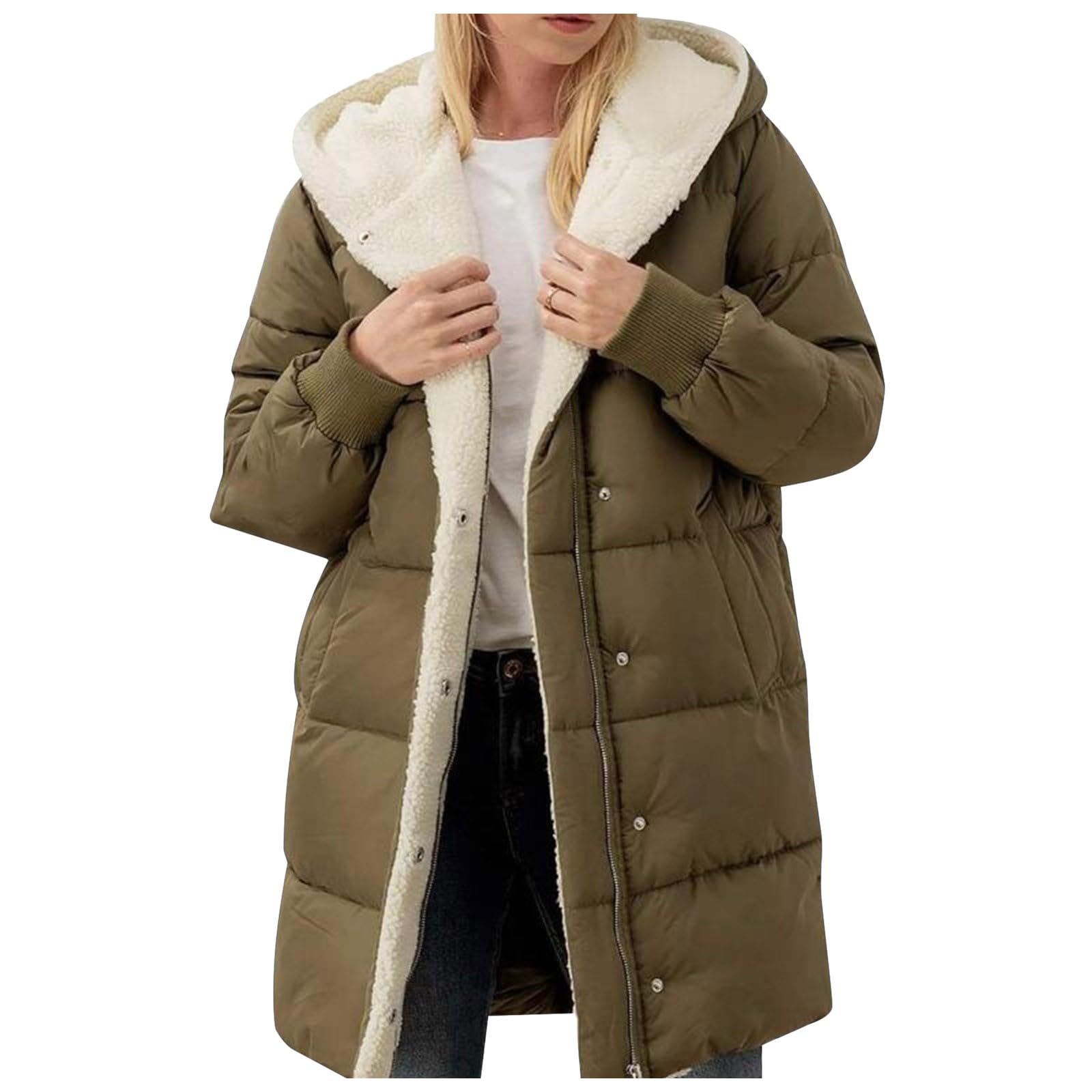 Genérico Chaqueta de plumón para mujer Ropa Invierno Cremallera con Bolsillo abrigo acolchado plegable ligera parka acolchada Elegante Deportivo larga y cálida clima frío