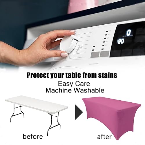 Miniatura 10 de Paquete de 2 manteles rectangulares de 4 pies para mesa rectangular, color negro, elásticos, de elastano, 4 pies, para cumpleaños, cóctel, boda,