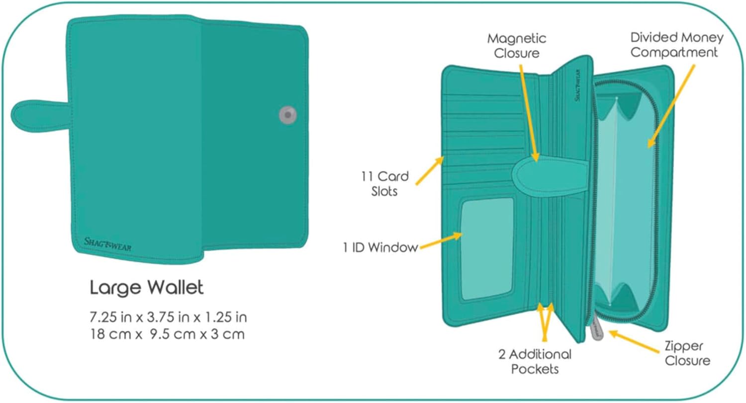 Shag Wear Summer Lupines and Nature Scene Wallet for Women and Teen Girls Vegan Faux Leather Grey 7" - Image 5