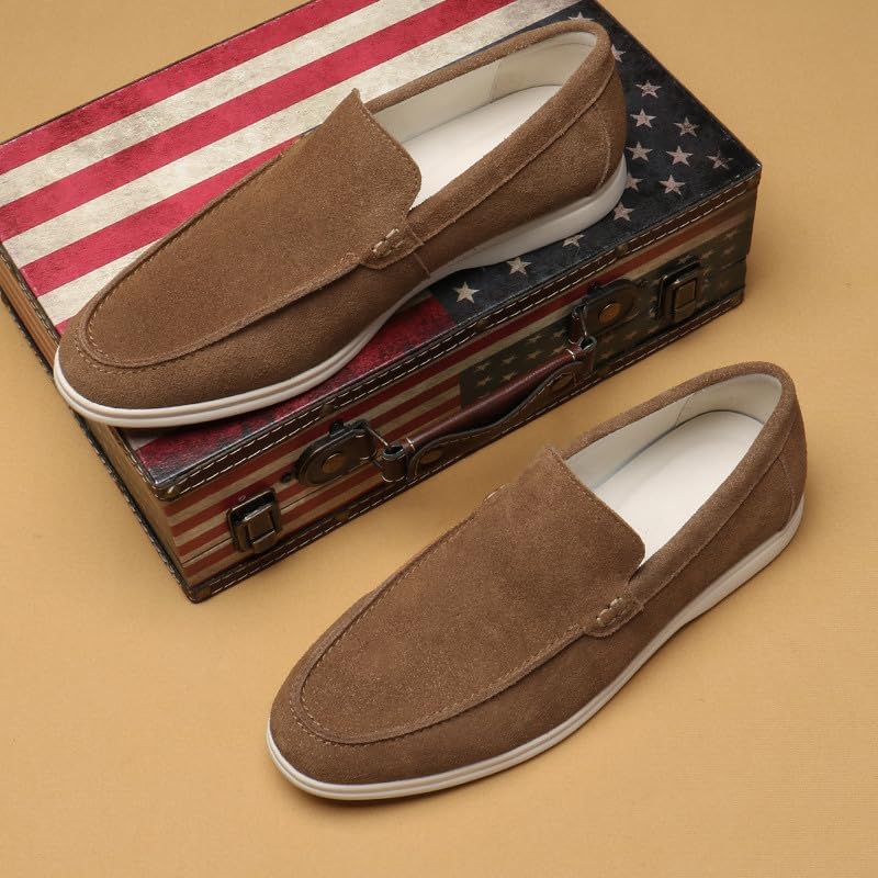 Santimon Men's Suede Loafers Slip-On Casual Shoes Soft Flat Sole Comfortable Driving Office Shoe - Image 7