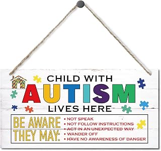 EDCTO Autism Sign, Decorative Wood Wall Art, 12 x 6 inch MDF Material, Rustic Autism Family Hanging Wall Decor