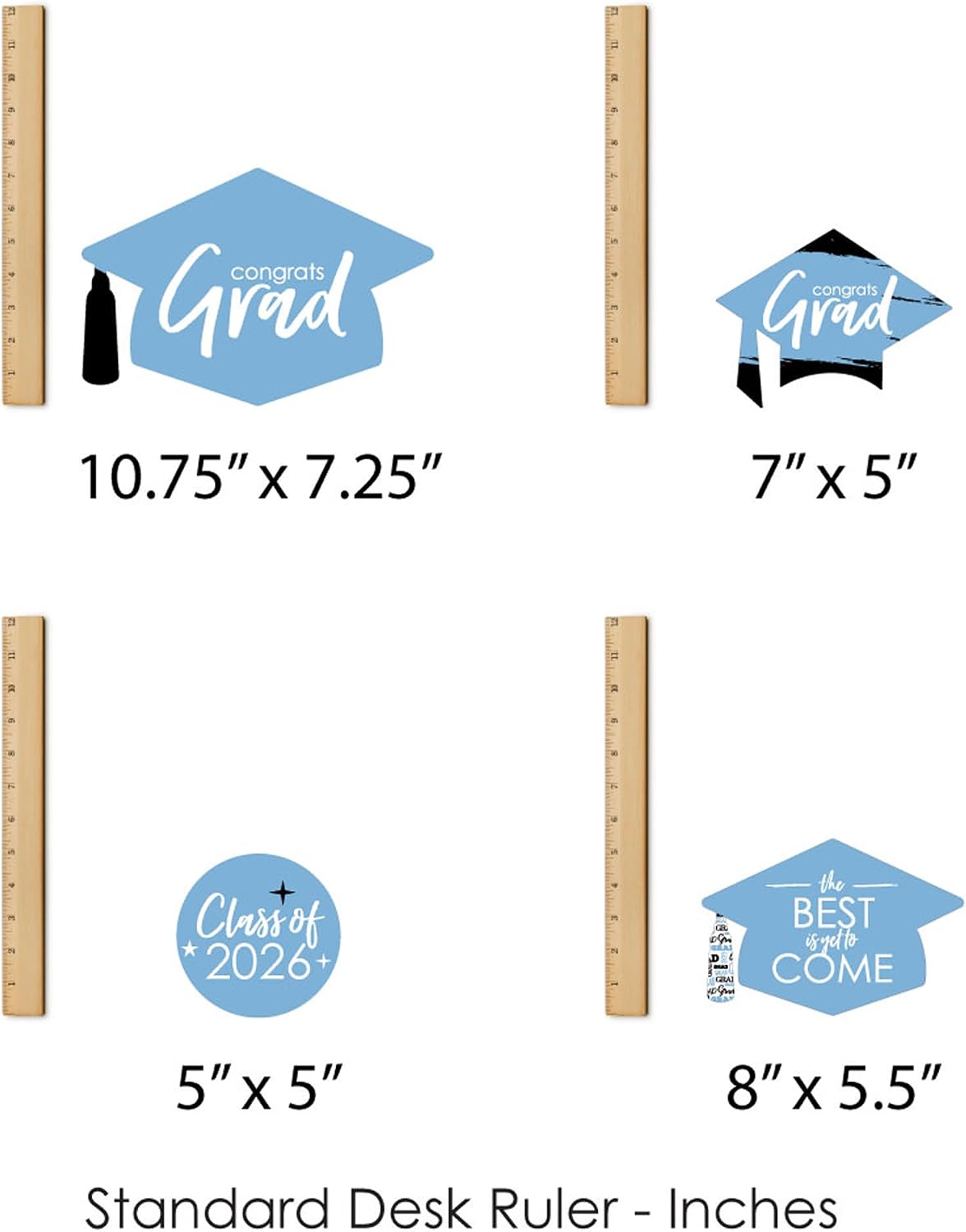 Big Dot of Happiness 2026 Light Blue Graduation Party Centerpiece Sticks - Showstopper Table Toppers - 35 Pieces