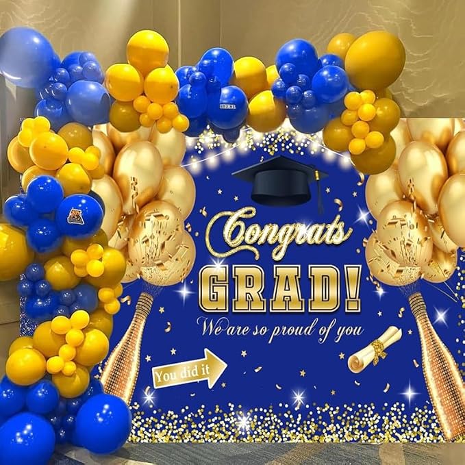 Fondo de graduación azul y dorado 2026 tamaño 10x8 ft miniatura 3