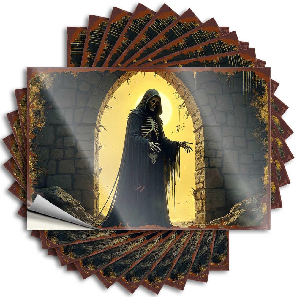 Fzfn Colour Tattoo High Kitchen Stuff Water Silent Guardian: The Grim Reaper In Ancient Ruins - No Residue Decals For Adulting(6X9cm)