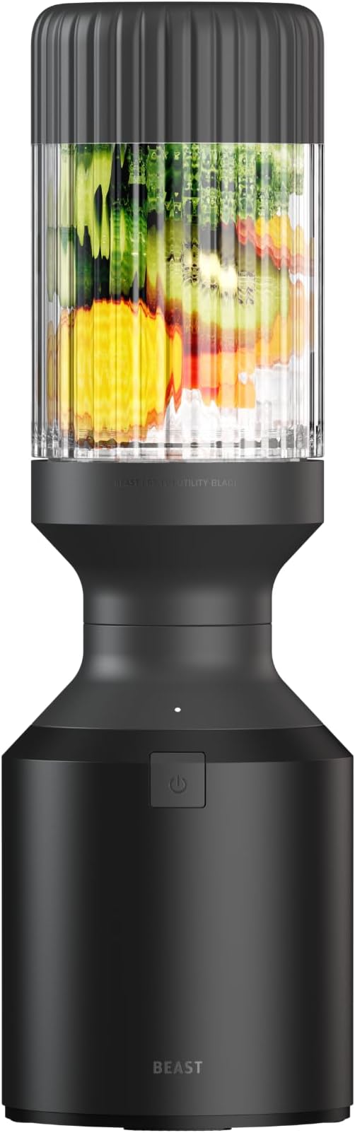 Beast Blender | Sleek Kitchen Countertop Design, Patented Blending Technology | Take Smoothies & Shakes To-Go with NEW Portable Straw Cap System (Carbon Black)