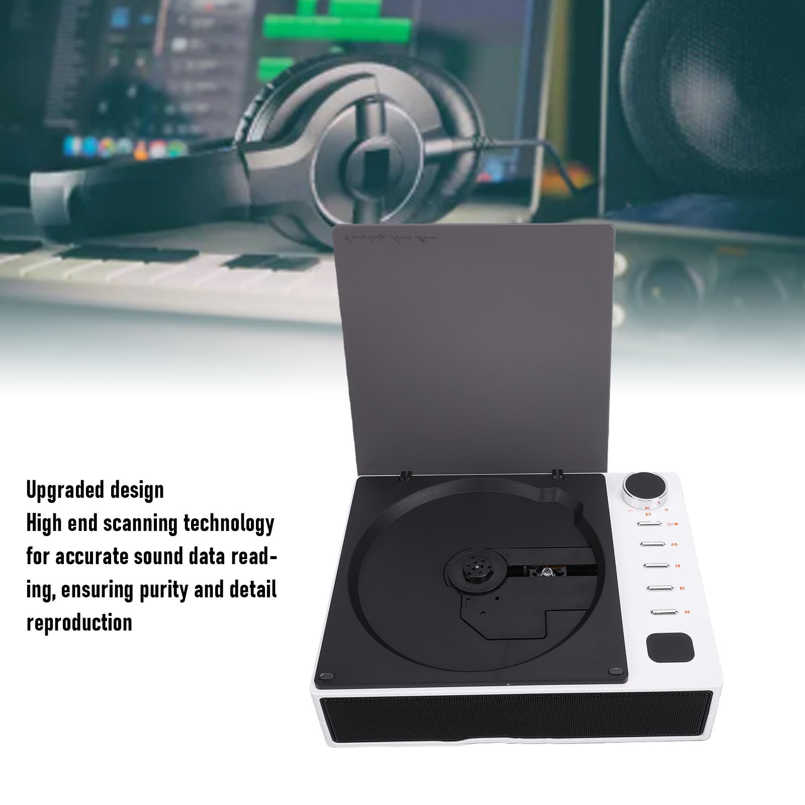 VBESTLIFE Lettore CD Portatile, Lettore CD Radio FM Bluetooth 5.1 con Telecomando, per la Riproduzione di Musica Yoga in Ufficio a Casa (WHITE)