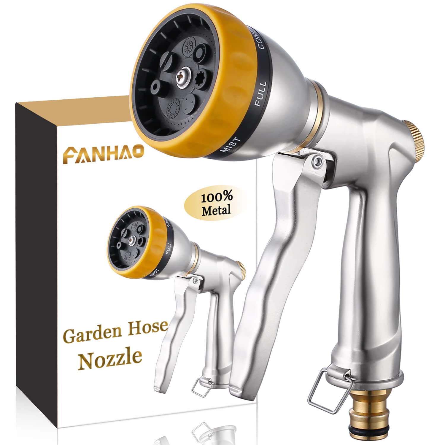 FANHAO Pistolet d'arrosage Métal 7 Modèles Débit Réglable Lavage Voiture Cour Arroser Plantes Pelouse