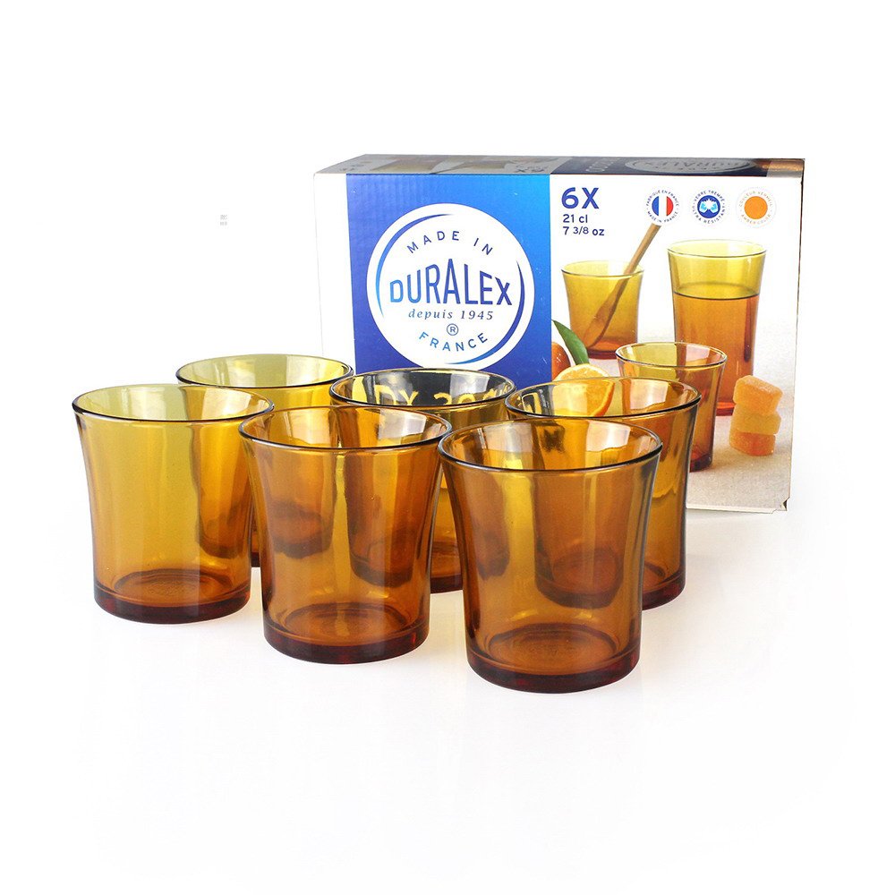 Duralex Vermeil DX2000 Amber Tinted Tempered Glass Tumbler, 7.5oz / 210ml - Pack of 6