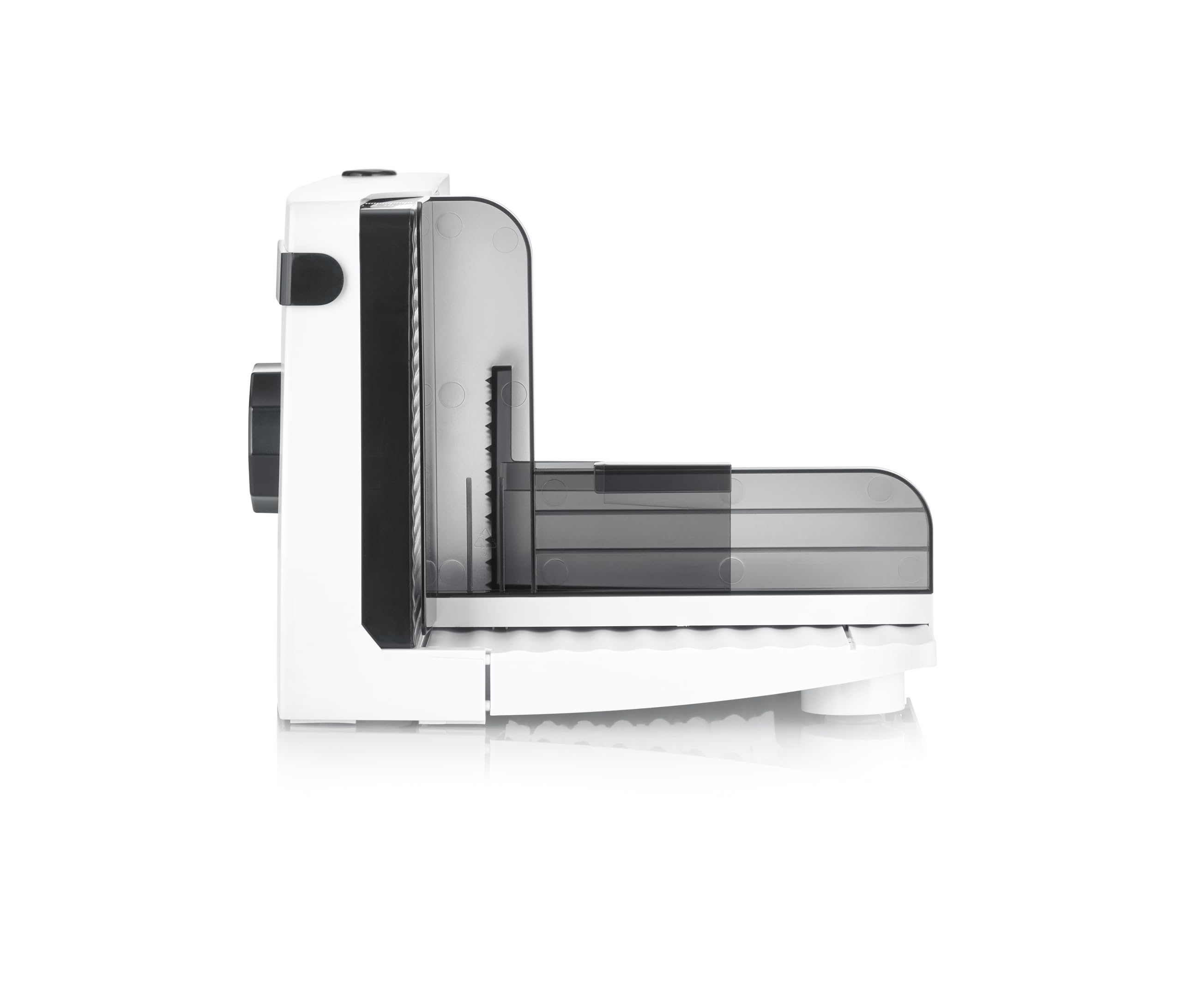SEVERIN Affettatrice pieghevole, 100W, Motore DC, Spessore 0-15 mm, Lama RSG Solingen Removibile, Interruttore Sicurezza, Salvaspazio, 10,1 x 20,2 x 33,1 cm, Bianco/Nero - AS 3912