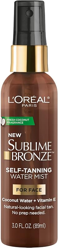 Sublime Bronze Self Tanning Facial Mist, Water-Based Formula, Coconut Water & Vitamin E, 3 fl. Oz