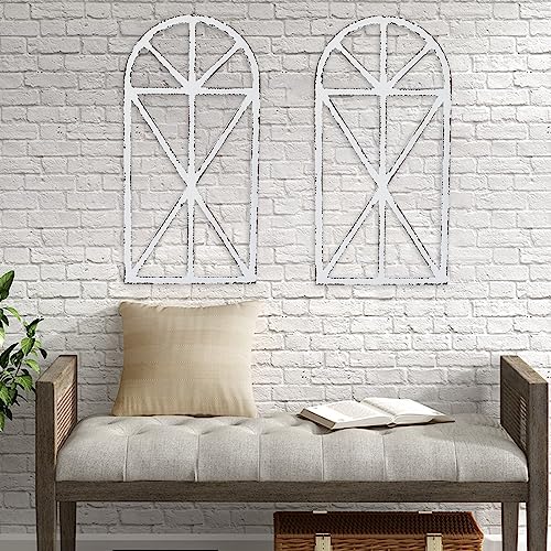 SwallowLiving 16" x 32" Rustic Cathedral Window Frame Wall Decor - Classic Farmhouse Charm for Your Home, White, Set of 2 - Image 5