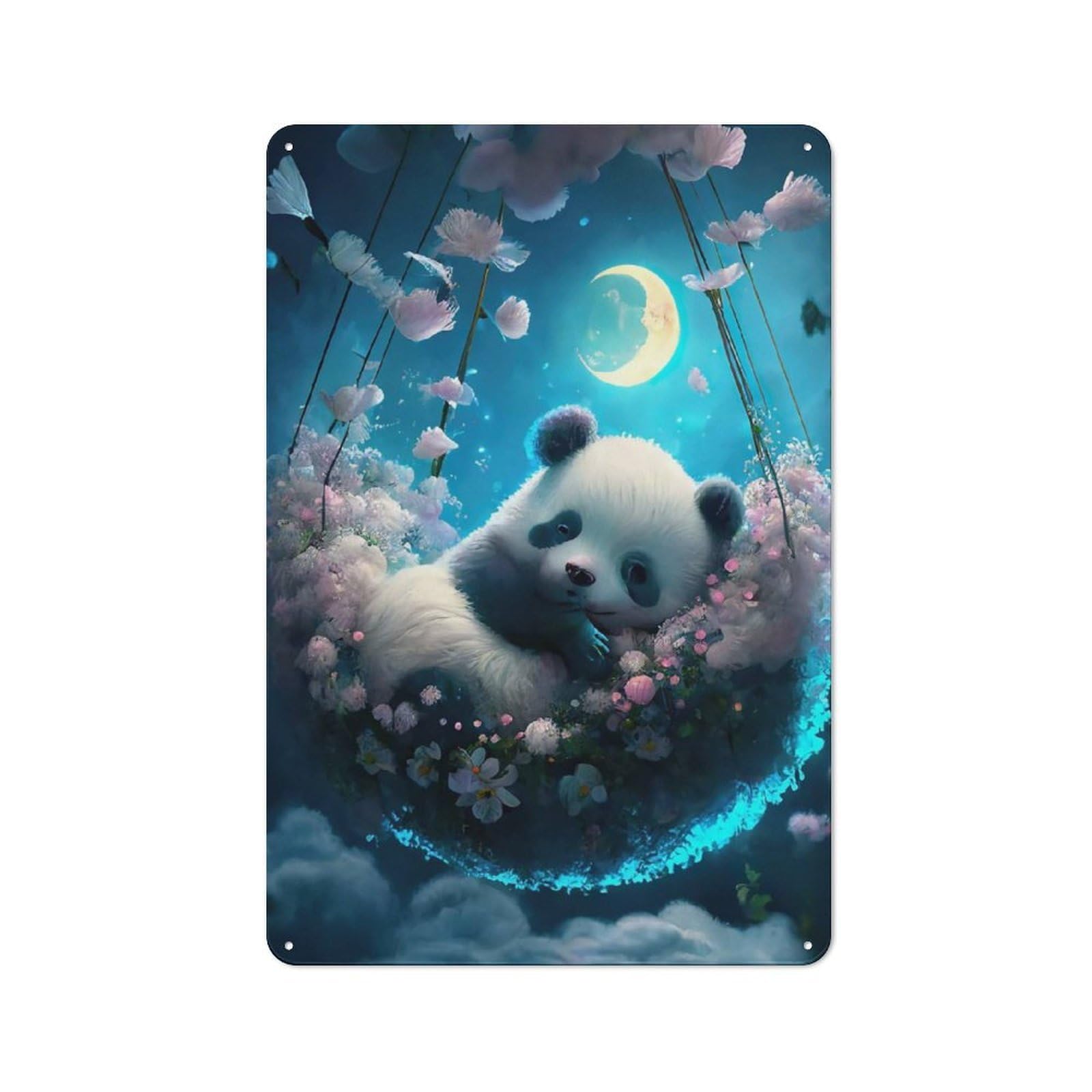 Peaceful Panda Cottage Metal Wall Decor 30x20cm, Shed Metal Sign for Patio Bar, Workshop, Shed Or Kitchen