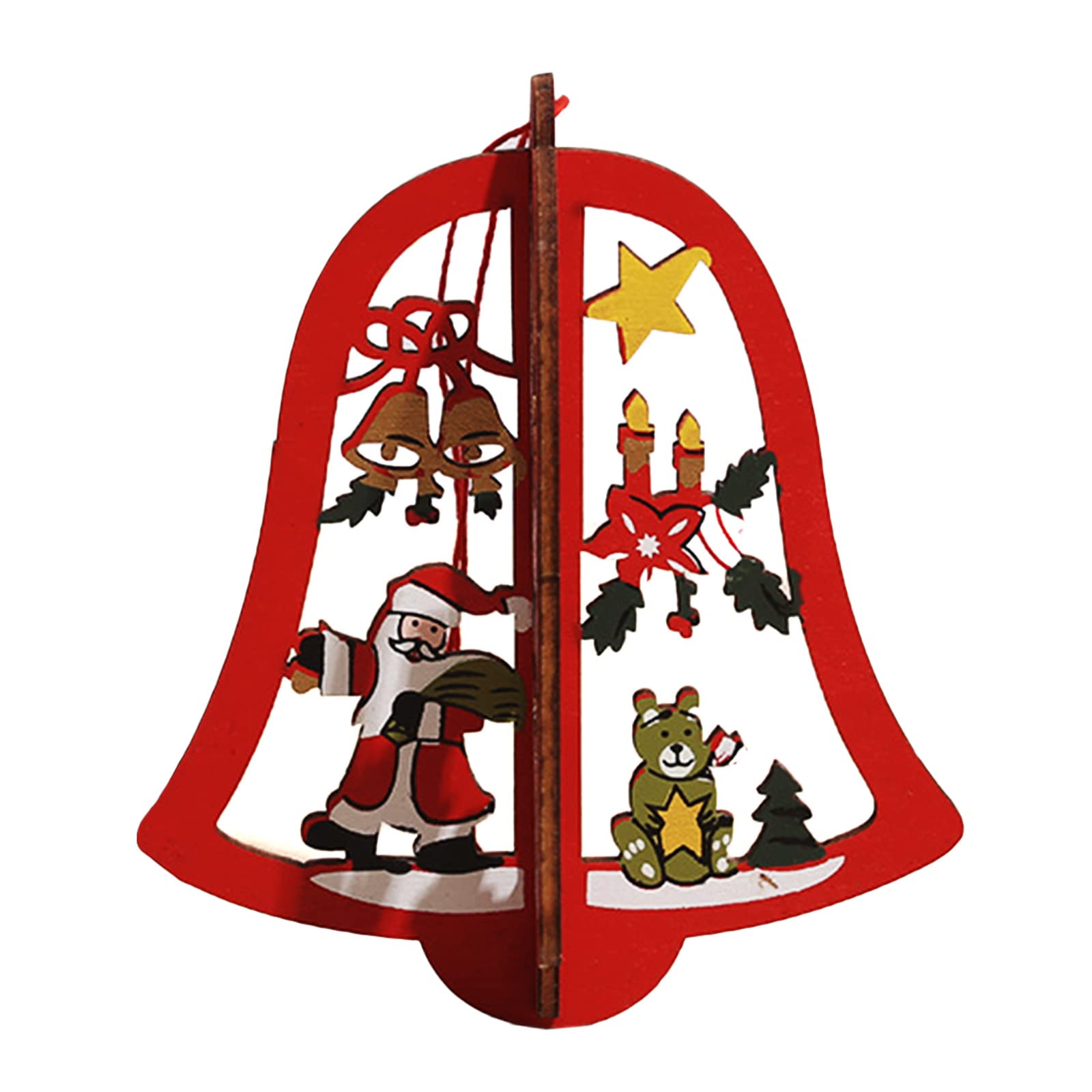 Xinsheinelry Christmas Hanging Ornament Tree Decoration Wooden Farmhouse Snowflake Star Decor Tree Ornament for All Holidays