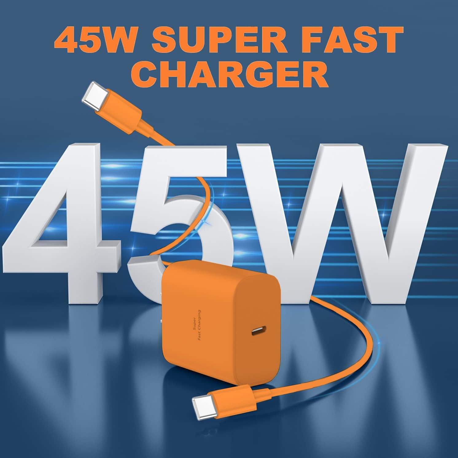 iPhone 17 16 Pro Max Charger Fast Charging,2Pack 45W USB C Super Fast Charger&10FT Type C Charging Cable Cord for iPhone 17e/17 Pro Max/17 Pro/17 Air/17/16 Pro/15,iPad Pro/Mini/Air,Galaxy S26(Orange)