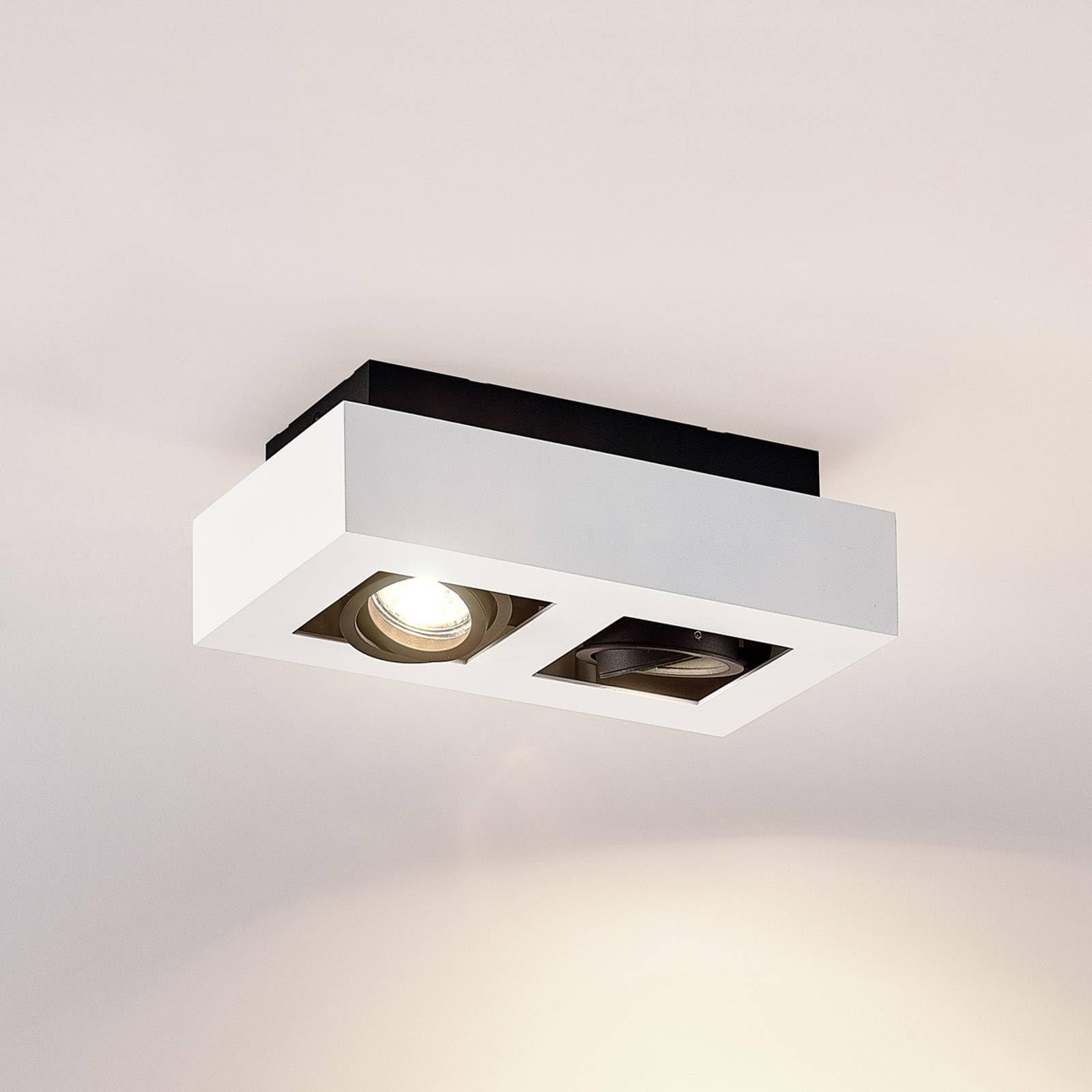 Arcchio lámpara de techo en blanco, foco | lámpara de cocina, gu10, 2 bombillas, moderno, de aluminio, angular para pasillo, oficina, espacio de trabajo, sala de