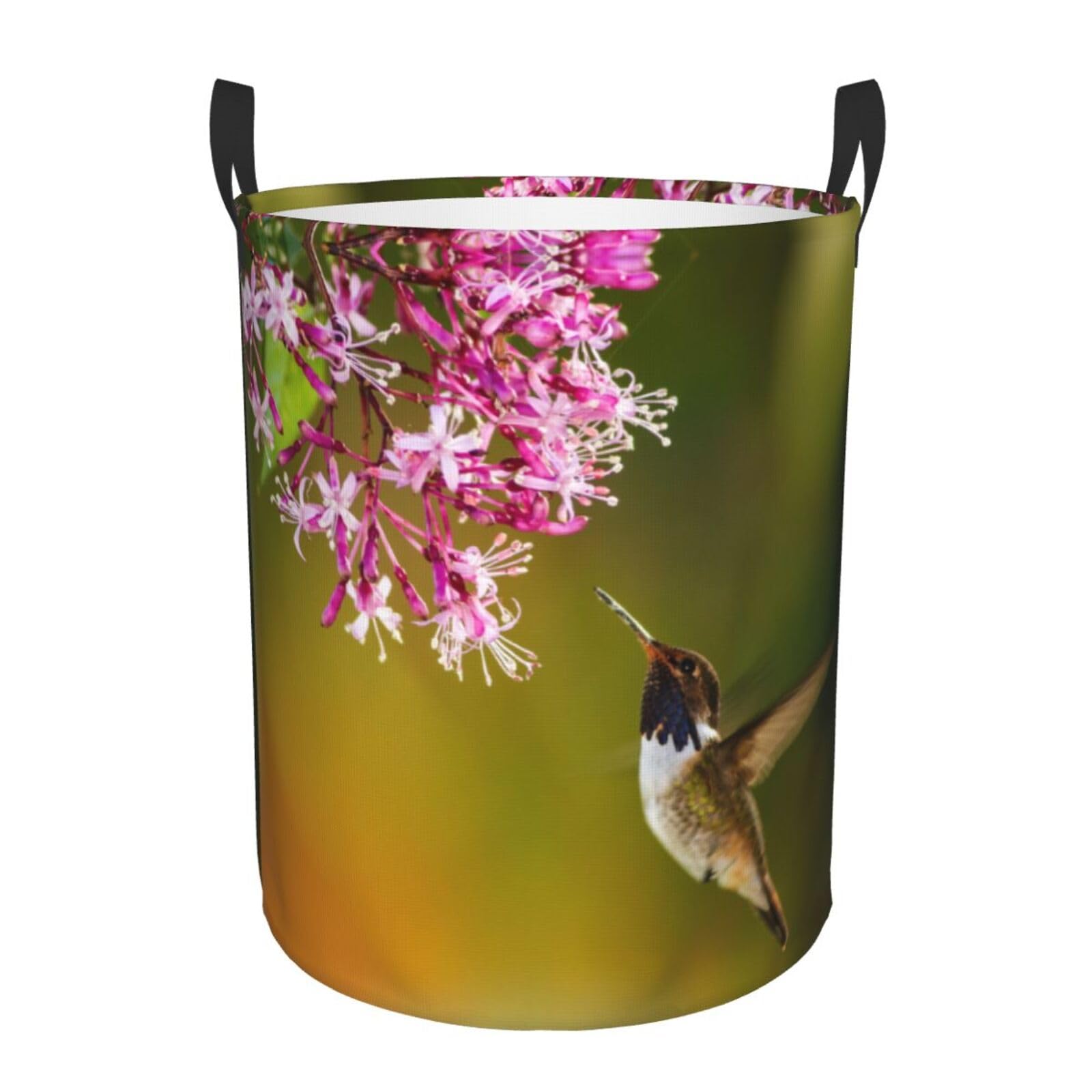 Laundry Basket Colorful Small Hummingbird Laundry Hamper Waterproof Idea Hampers Large Collapsible Baskets with Handle Suitable for Bedroom Bathroom Utility Room Kitchen