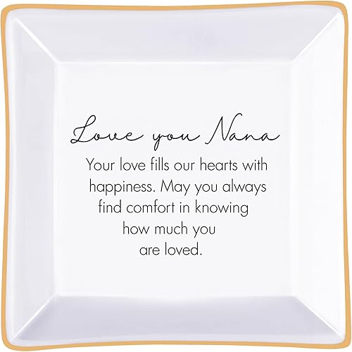 PUDDING CABIN Regalo para nana Plato para baratijas con "Love You Nana, Your Love Fills Our Hearts" Regalo para nana, abuela cumpleaños, día de
