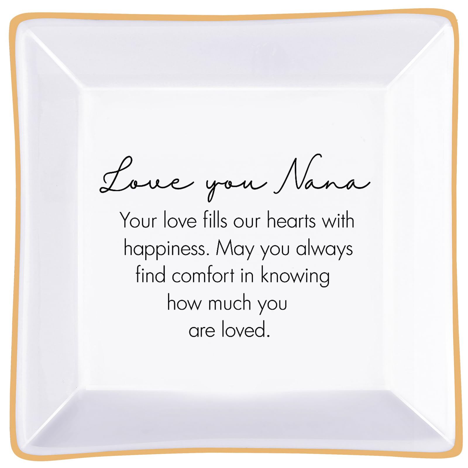 PUDDING CABIN Nana Gift – Trinket Dish with “Love You Nana, Your Love Fills Our Hearts” – Gift for Nana, Grandma – Birthday, Mother’s Day, Christmas, Thank You, Appreciation Gift – 4x4 Inch