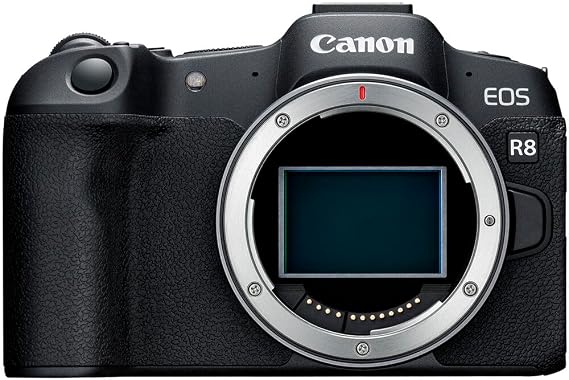 Canon EOS R8 Mirrorless Camera | 24.2MP Full Frame Sensor 4K 60p Video | Compact Lightweight Hybrid Camera for Travel and Content (5803C002) + Canon RF 75-300mm Lens + 64GB Card + LP-E17 Battery + Bag
