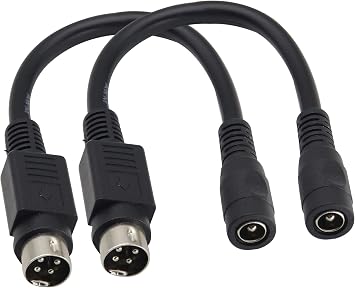 4 Pin DIN to DC Power Cable - 4 Pin Mini Din Male to DC 5.5 x 2.1 mm Female - 6 Inch for Camera, DVD, TV, PC, Barcode Printer [2 Pack]