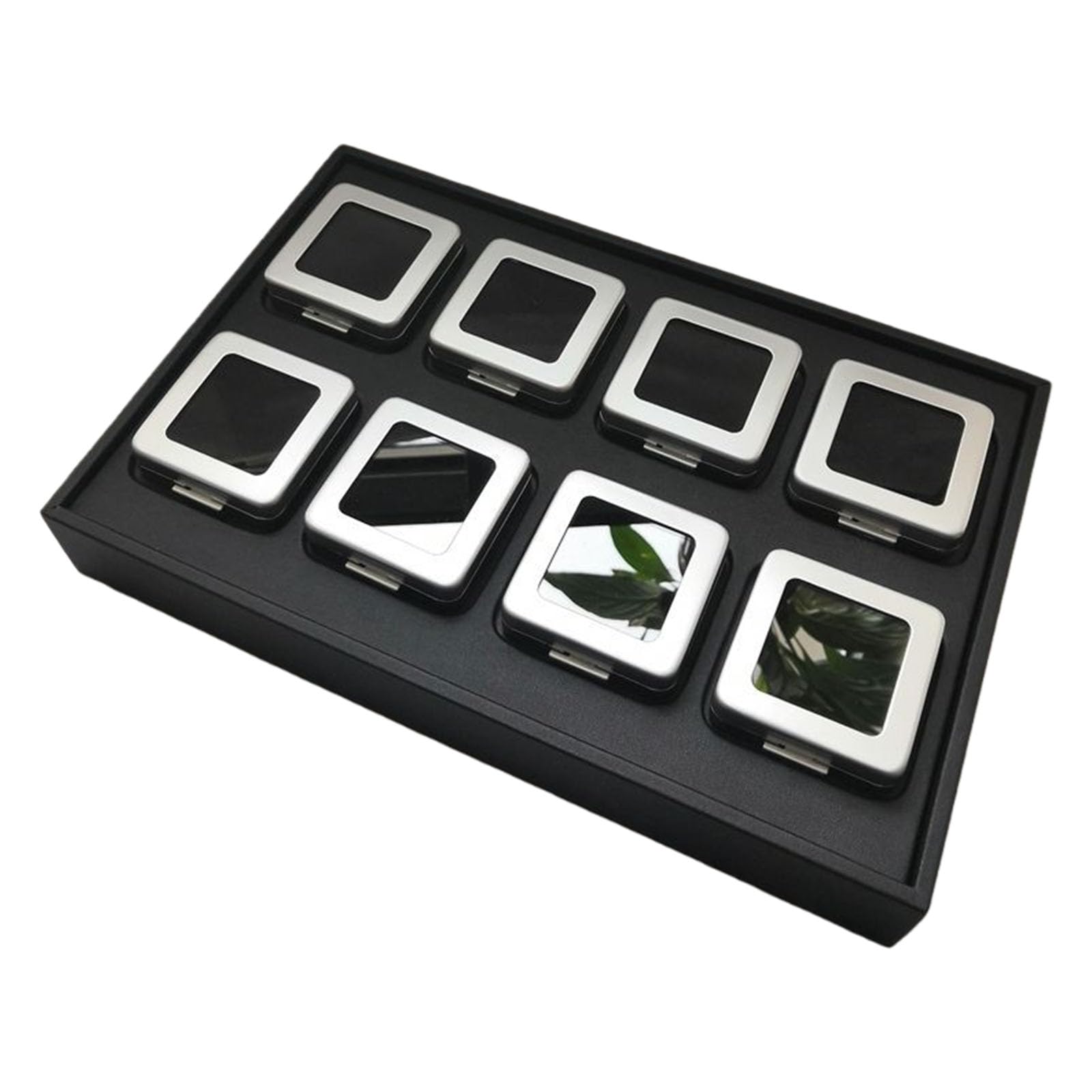 Metal Glass Lid Display Trays for Loose Diamonds and Colored Gemstones with Clear View Storage Strong Case